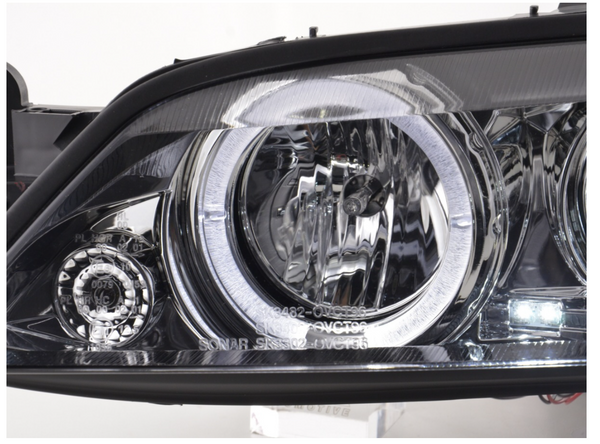 FK LED Headlights Angel Eyes Halo Ring Opel Vauxhall Vectra B 96-99 Chrome