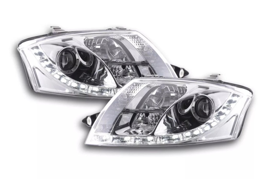 FK Pair LED DRL Projector headlights Audi TT 8N 98-06 Chrome 1.8 3.2 Quattro LHD