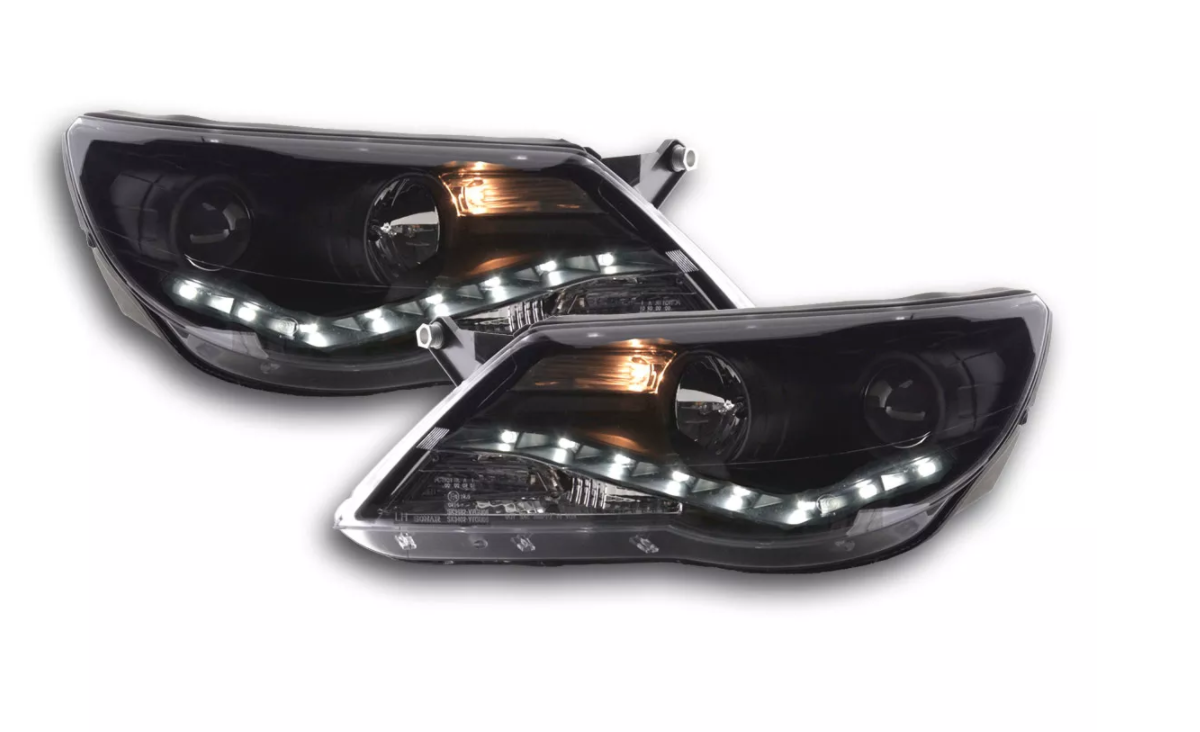 FK Pair LED DRL Projector Headlights VW Tiguan 5N 07-11 black LHD