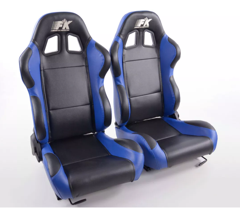 FK Pair Bucket Sports Seats Set Car Black & Blue Car Van 4x4 Custom Project