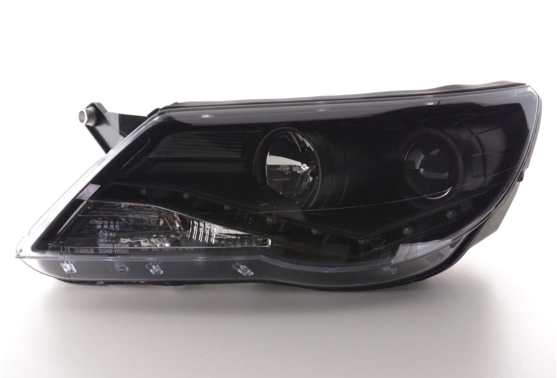 FK Paar LED DRL Projektorscheinwerfer VW Tiguan 5N 07-11 schwarz LHD