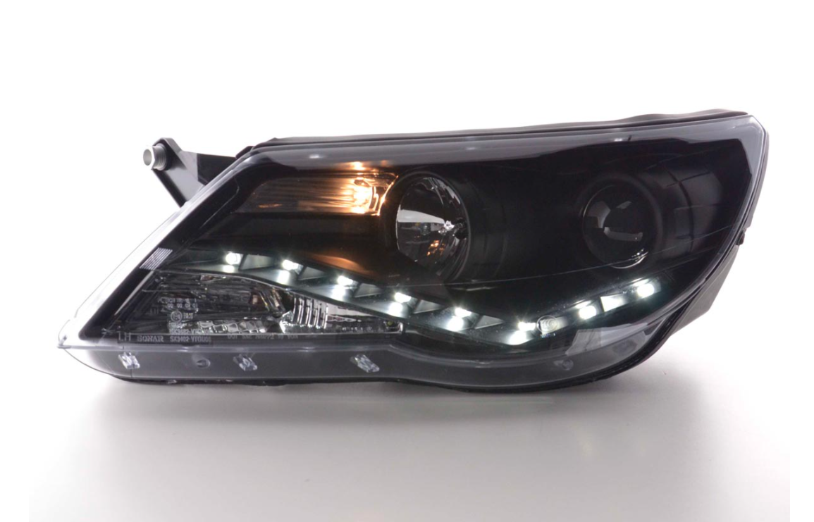 FK Pair LED DRL Projector Headlights VW Tiguan 5N 07-11 black LHD