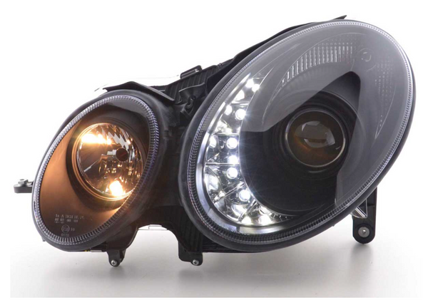 FK Set LED DRL HEADLIGHTS Mercedes E-Class 211 06-09 black AMG LHD