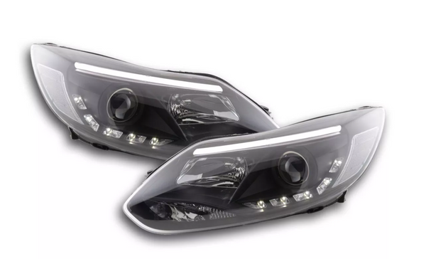 FK Pair LED DRL Projector headlights Ford Focus 3 MK3 2010+ black C346 LHD ST RS