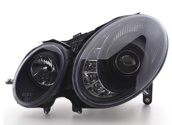 FK Set LED DRL HEADLIGHTS Mercedes E-Class 211 06-09 black AMG LHD