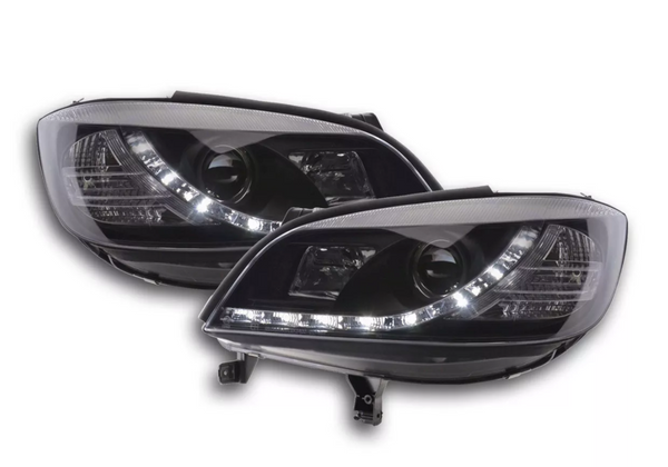 FK Set LED DRL Lightbar Headlights Halo Projector Opel Zafira A 99-04 Black LHD