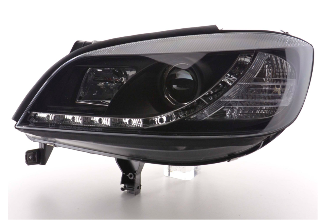 FK Set LED DRL Lightbar Scheinwerfer Halo Projektor Opel Zafira A 99-04 Schwarz LHD