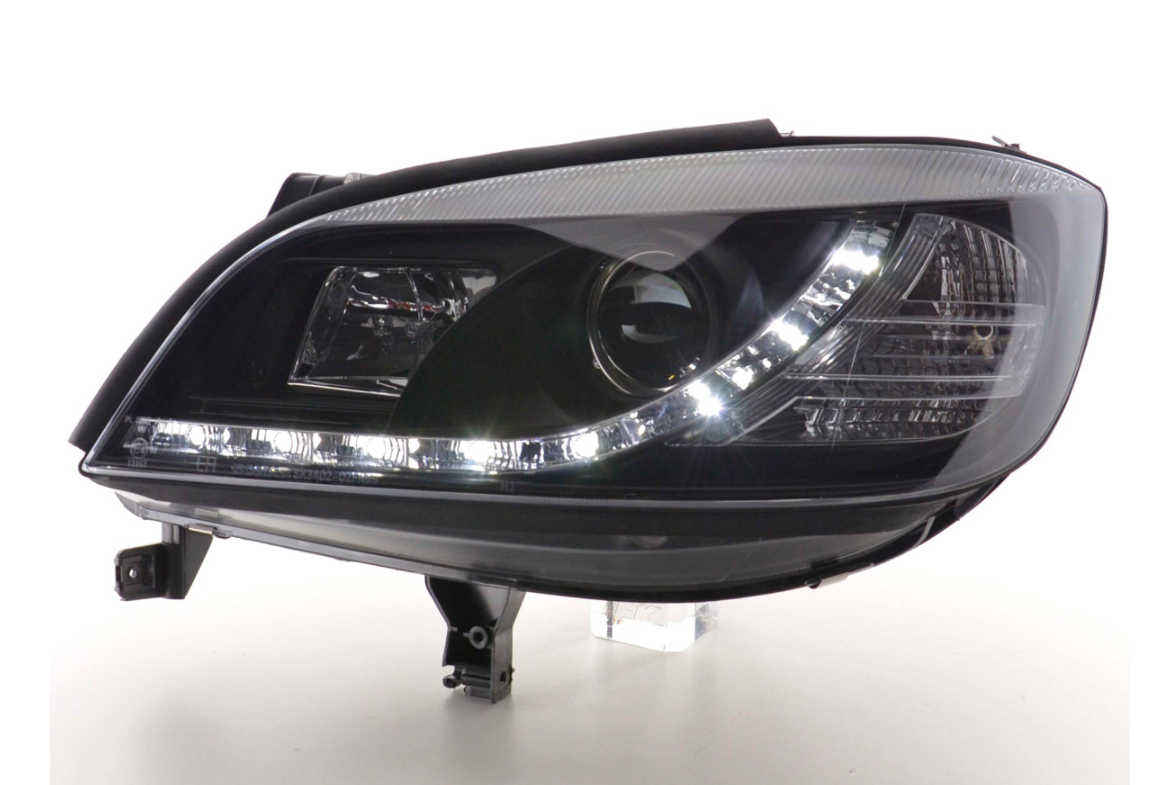 FK Set LED DRL Lightbar Headlights Halo Projector Opel Zafira A 99-04 Black LHD