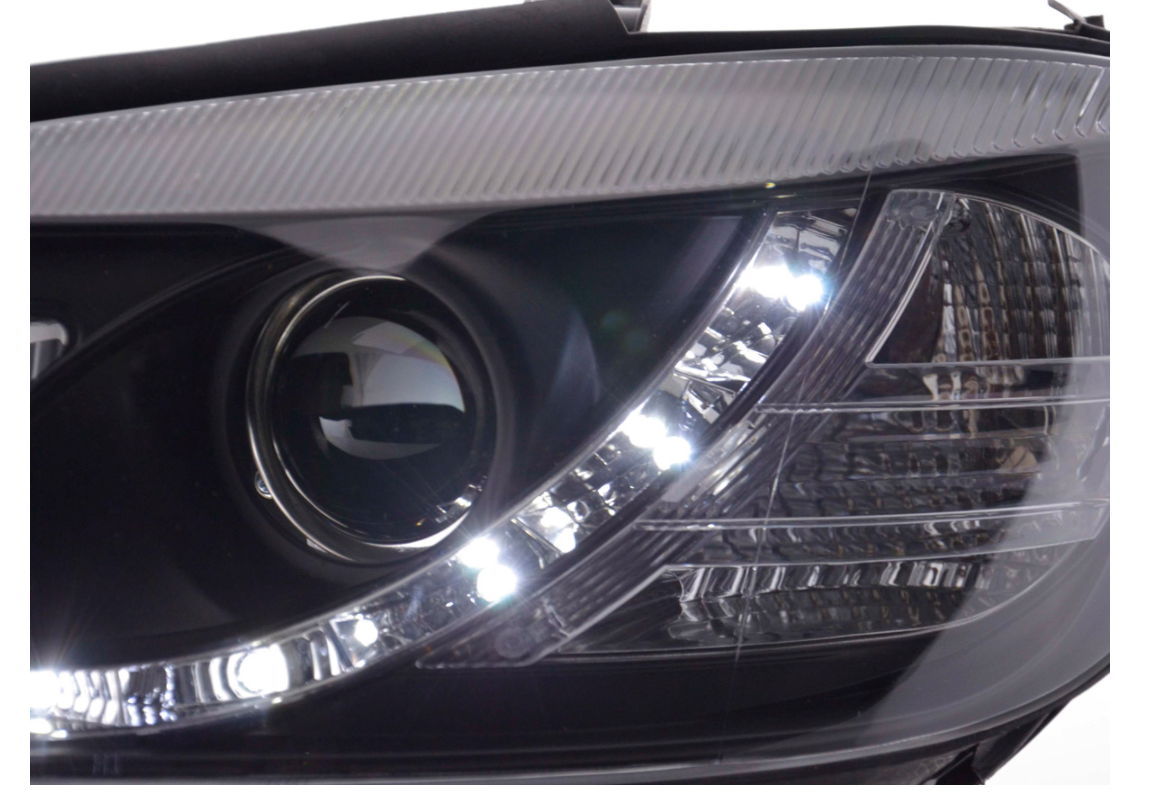 FK Set LED DRL Lightbar Scheinwerfer Halo Projektor Opel Zafira A 99-04 Schwarz LHD