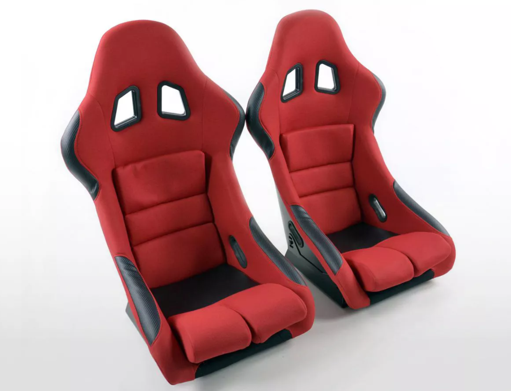 FK Universal Full Fixed Back Bucket Sports Seats RED Edition Track Drift STyle