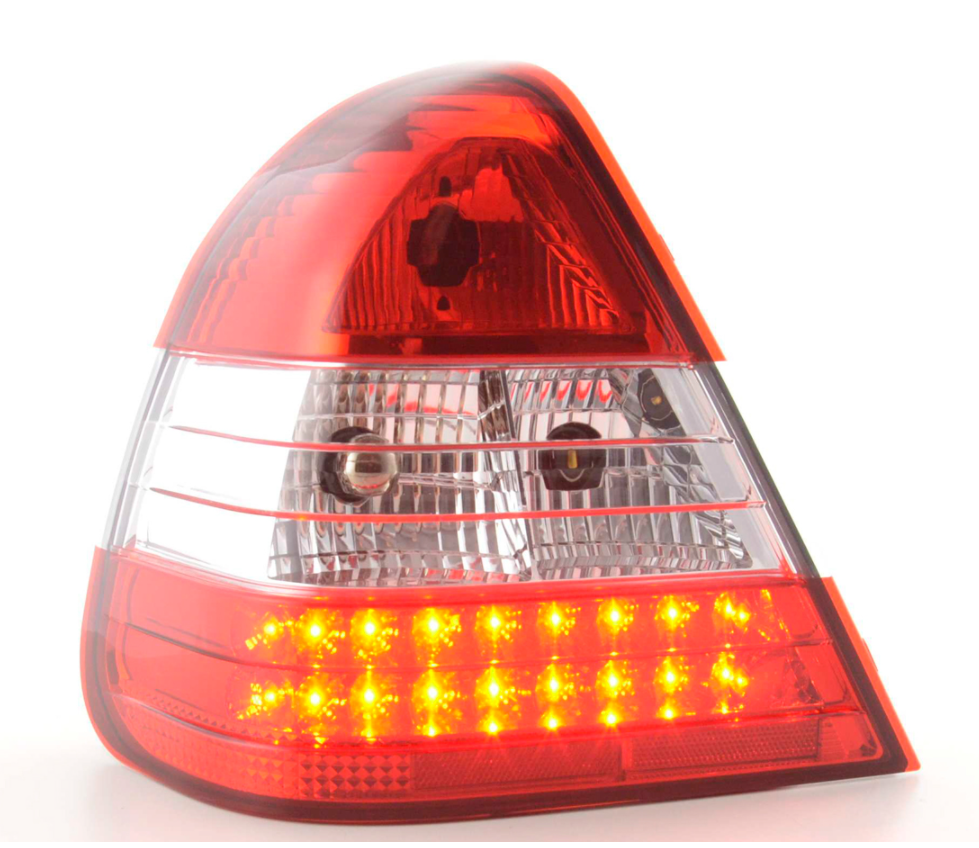 FK Pair LED Rear lights Mercedes C-Class W202 96-00 Red Clear LHD inc harness