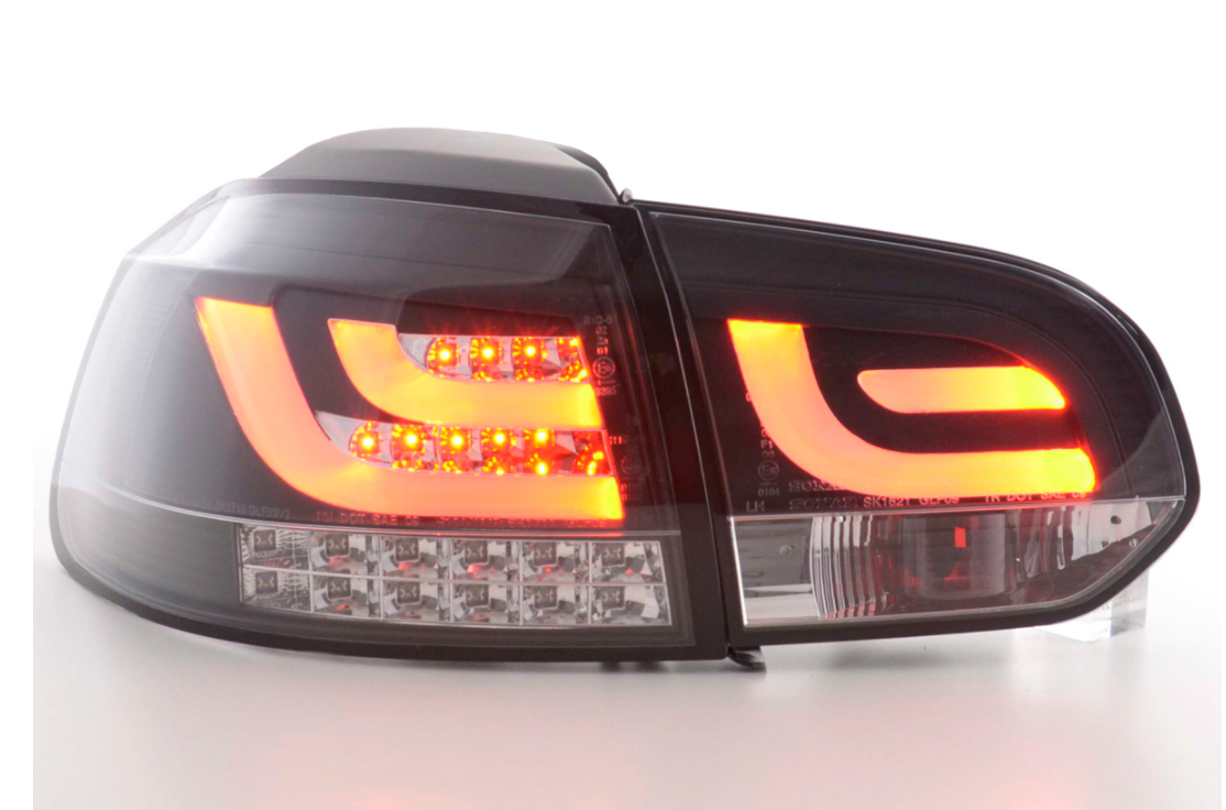 FK Set VW GOLF MK6 6 08-12 1K LED REAR LIGHTS Lightbar LHD Black Smoke GTi GTD