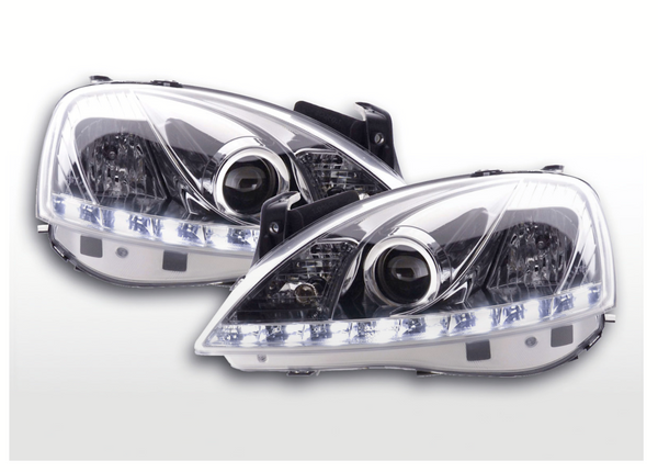 FK Set Opel Corsa C 01-06 LED DRL Devil Eye Projektorscheinwerfer Plug &amp; Play LHD