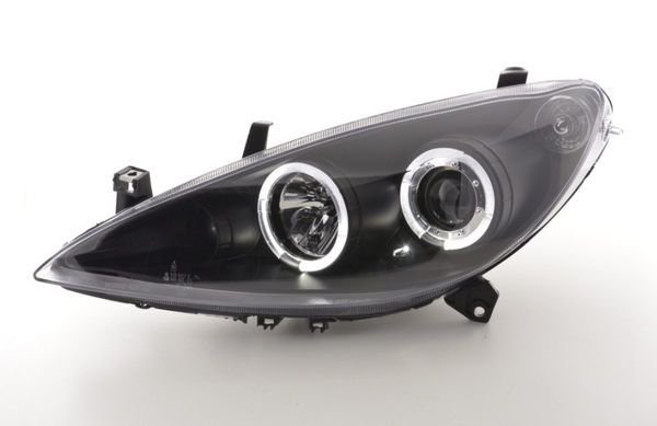 FK LED DRL Angel Eye Projector headlights Peugeot 307 01-06 black LHD