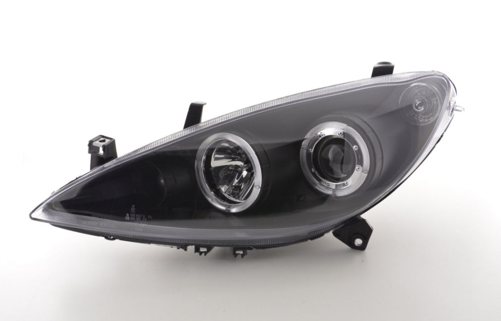 FK LED DRL Angel Eye Projector headlights Peugeot 307 01-06 black LHD