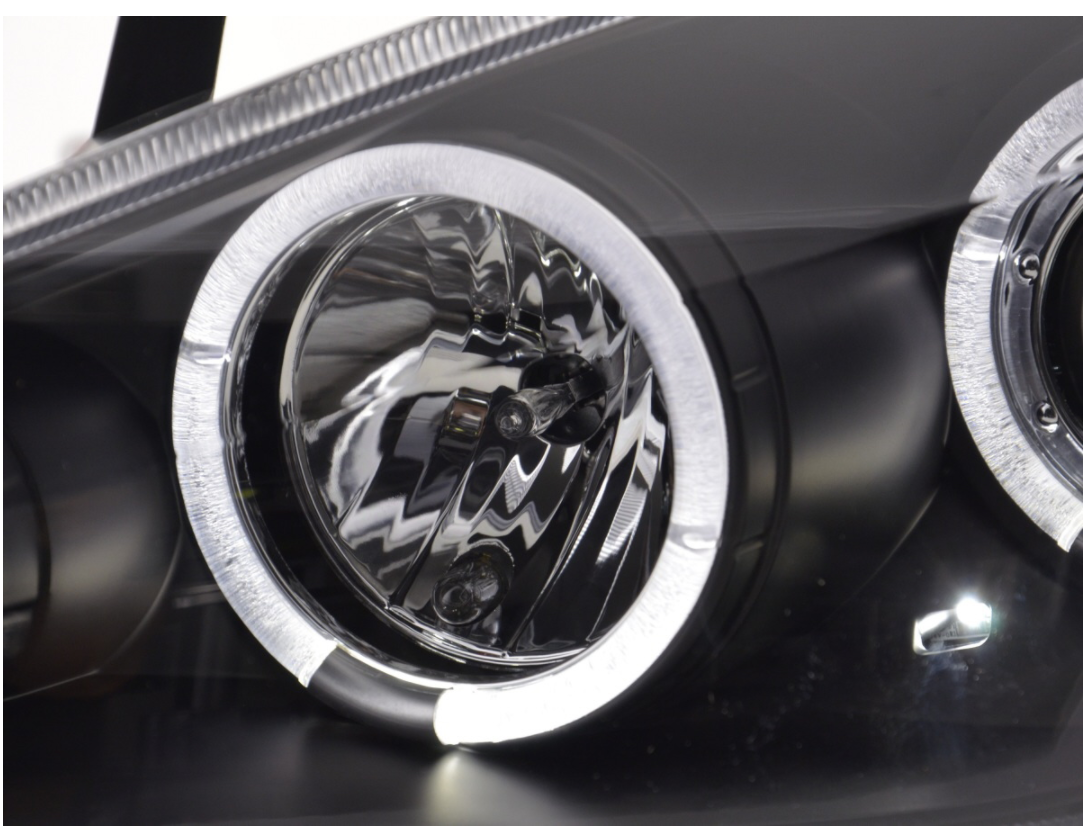 FK LED DRL Angel Eye Projector headlights Peugeot 307 01-06 black LHD