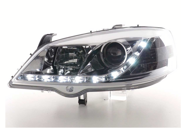 FK Set LHD Opel Astra G 98-03 LED DRL Devil Eye Projector Headlights Plug & Play