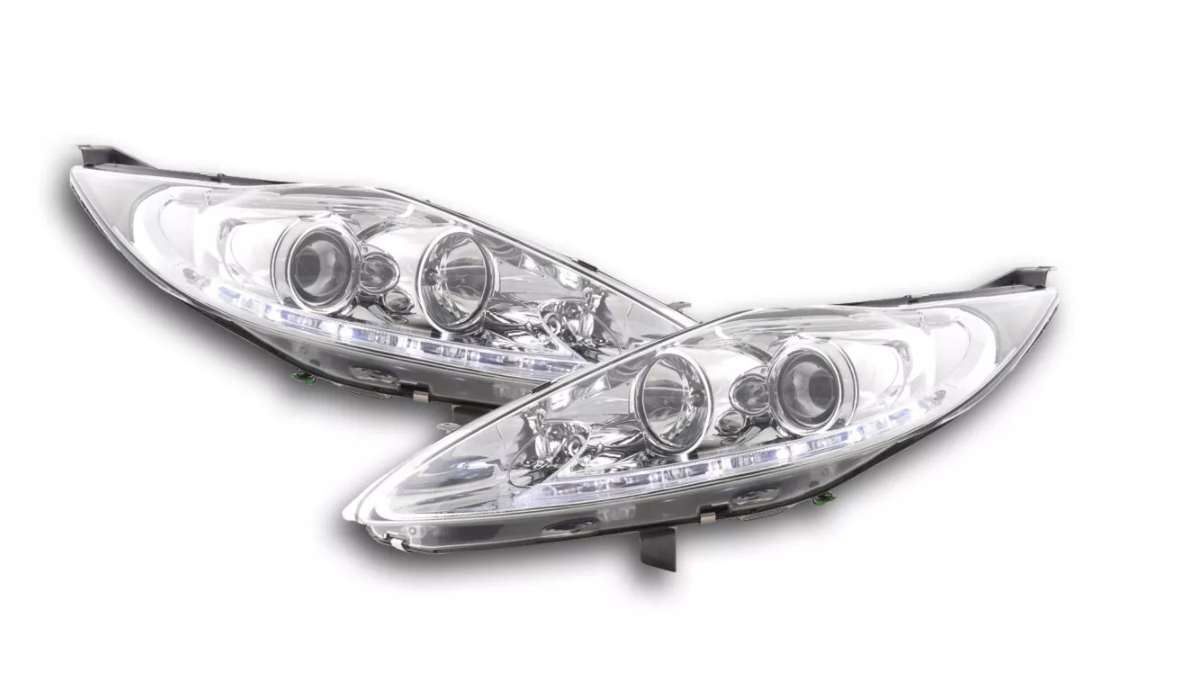 FK Set LED DRL Headlights Halo Ford Fiesta 7 MK7 JA8 08-12 chrome LHD ST RS