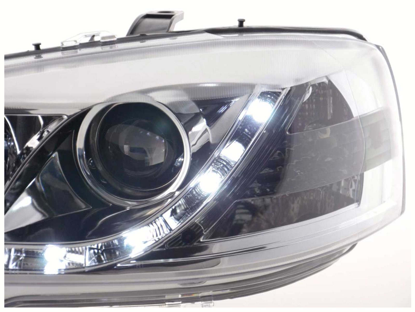 FK Set LHD Opel Astra G 98-03 LED DRL Devil Eye Projector Headlights Plug & Play