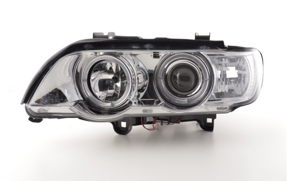 FK Pair LED DRL Projector headlights BMW X5 E53 98-02 chrome Left hand drive