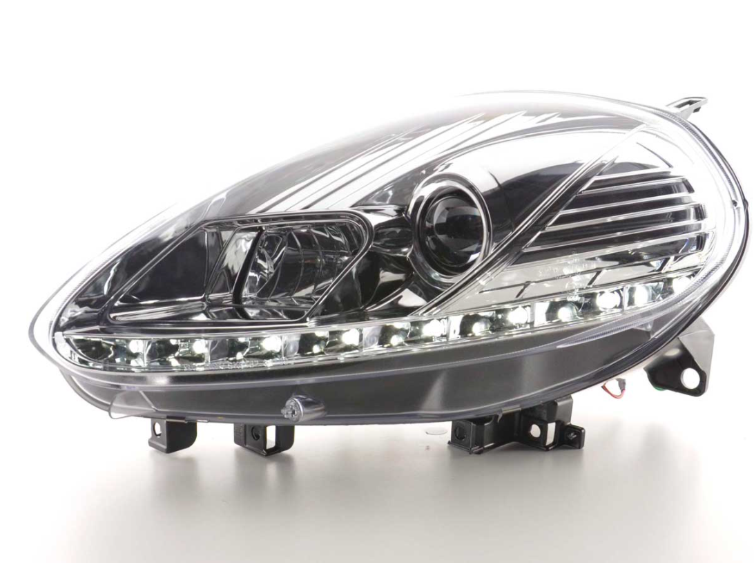 FK LED Headlights DRL Halo Lightbar Projector Fiat Punto 199 Evo 09+ Chrome LHD