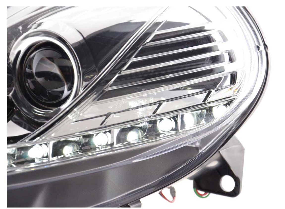 FK LED Headlights DRL Halo Lightbar Projector Fiat Punto 199 Evo 09+ Chrome LHD