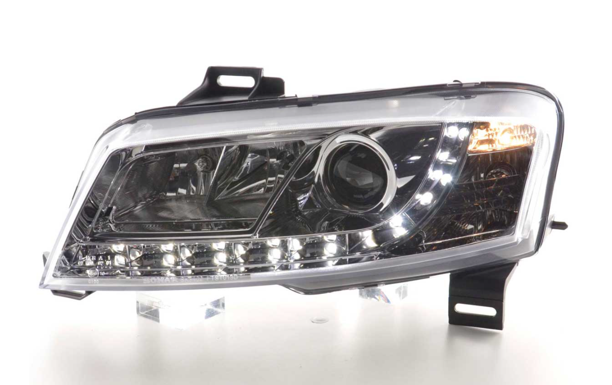 FK LED DRL Devil Angel Eyes Projektorscheinwerfer Fiat Stilo 3dr 01-07 Chrom