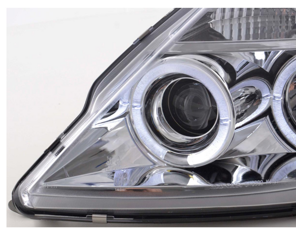 FK Pair LED DRL Angel Eye Projector headlights Ford KA RBT 96-08 chrome LHD