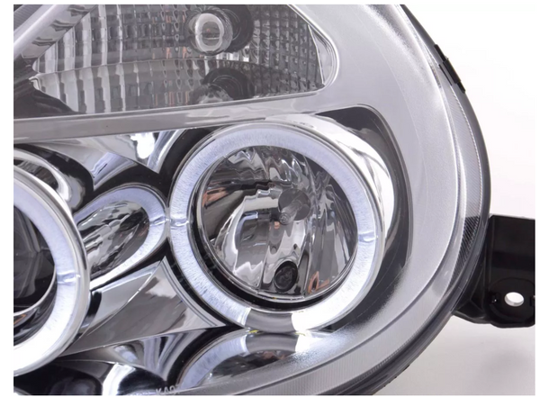 FK Pair LED DRL Angel Eye Projector headlights Ford KA RBT 96-08 chrome LHD