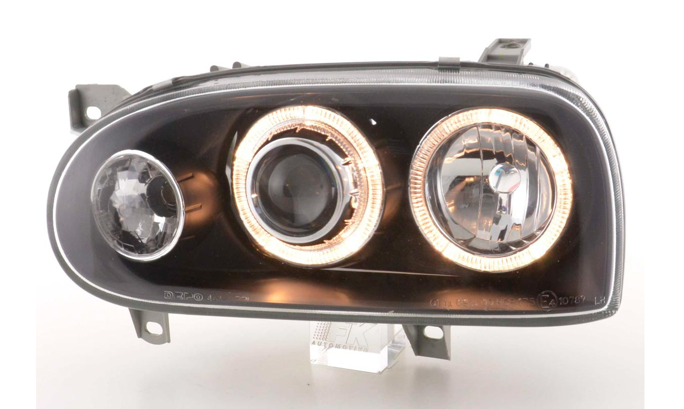 FK Set LED DRL Angel Eye Scheinwerfer VW Golf 3 MK3 1HXO 1 EXO 91-97 LHD &amp; RHD 