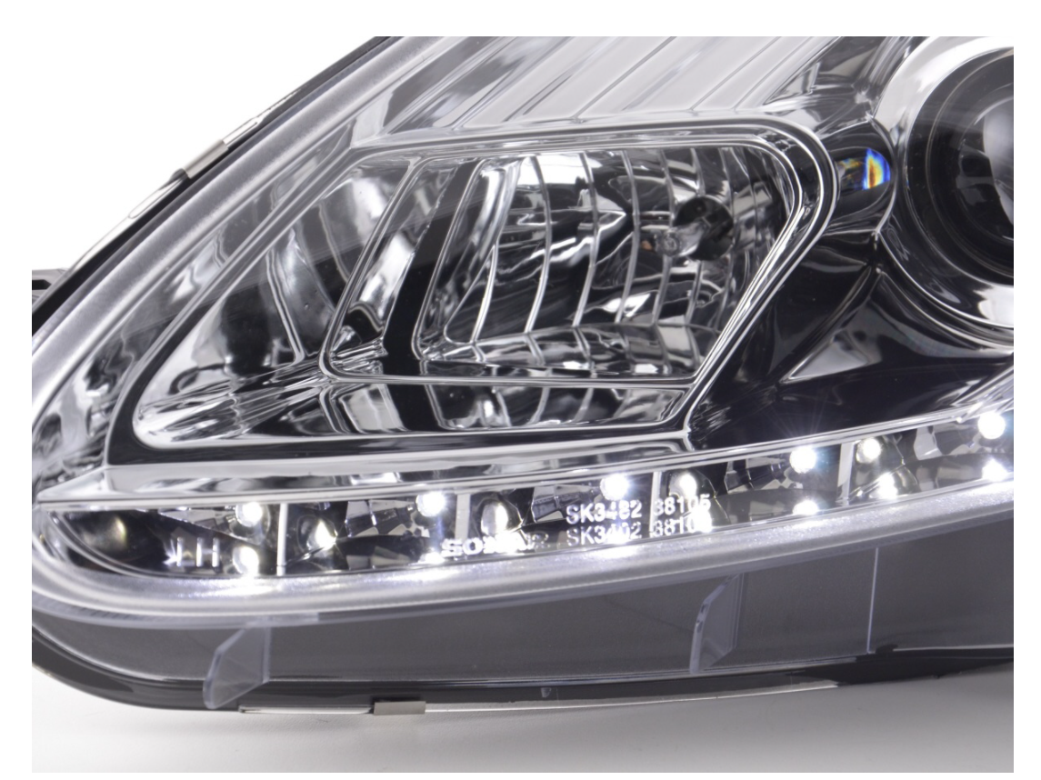 FK LED DRL Angel Eye Projector headlights Fiat Grande Punto 199 05-08 chrome LHD