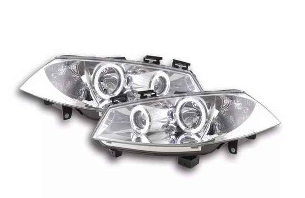 FK LED DRL Headlights Renault Megane 2 M MK2 3/5dr 03-06 chrome LHD