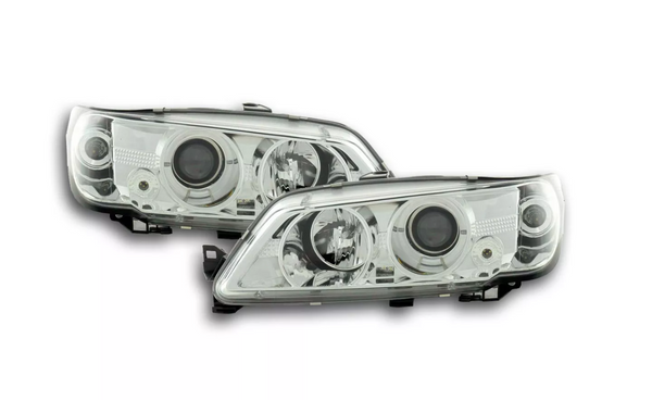 FK LED DRL Angel Eye Projector headlights Peugeot 306 93-96 chrome LHD