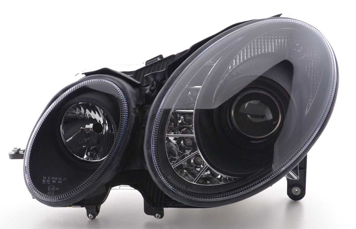 FK LED DRL Angel Eye Projektor Scheinwerfer Set Mercedes E-Klasse 211 02-06 schwarz