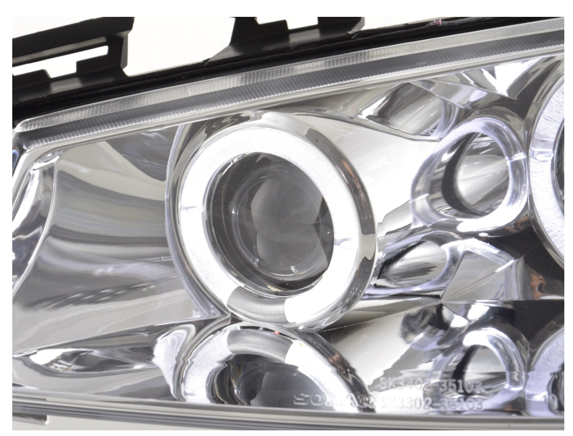 FK LED DRL Headlights Renault Megane 2 M MK2 3/5dr 03-06 chrome LHD