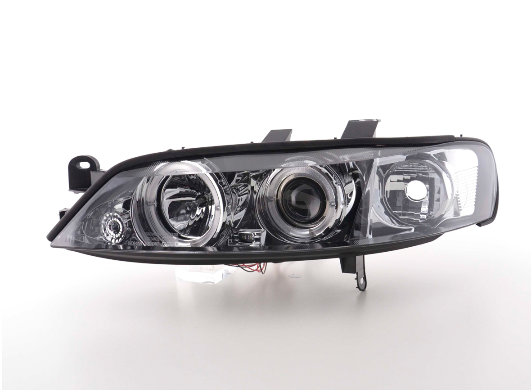 FK LED DRL Headlights Angel Eyes Halo Opel Vauxhall Vectra B 99-02 chrome