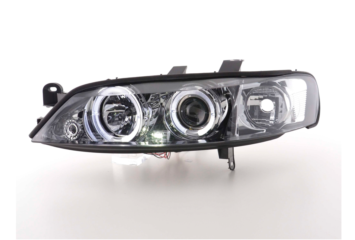 FK LED DRL Scheinwerfer Angel Eyes Halo Opel Vauxhall Vectra B 99-02 Chrom 