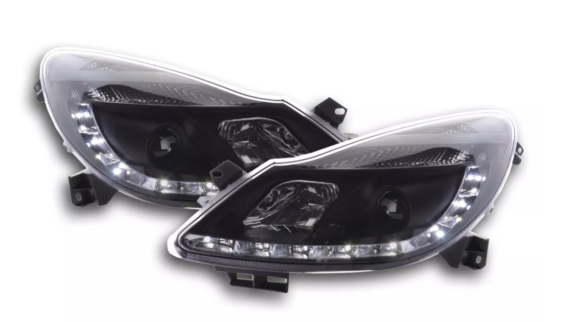 FK Pair LED DRL Projector Eye headlights Opel Vauxhall Corsa D 06+ black LHD