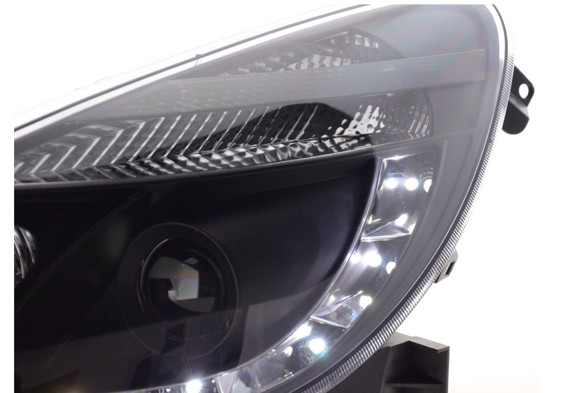 FK Pair LED DRL Projector Eye headlights Opel Vauxhall Corsa D 06+ black LHD