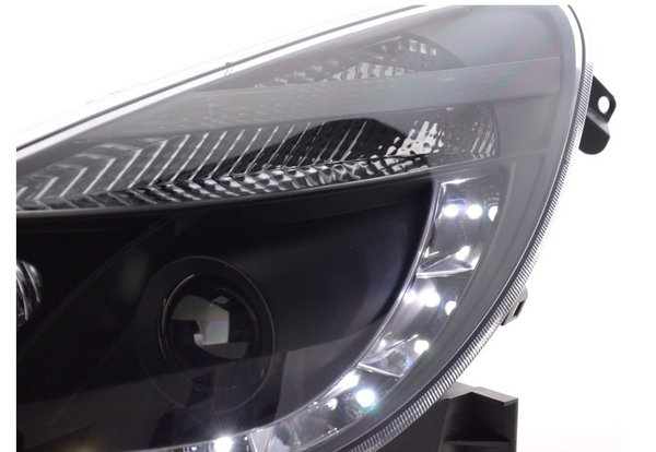 FK Pair LED DRL Projector Eye headlights Opel Vauxhall Corsa D 06+ black LHD