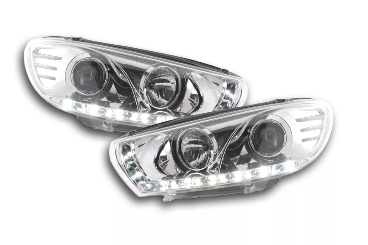 FK LED DRL Lightbar Headlights Halo Projector VW Scirocco 3 MK3 13 Chrome LHD