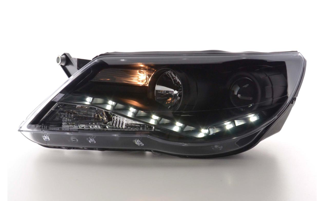 FK LED DRL Projector Angel Eyes headlights VW Tiguan 07-11 black 5N LHD inc serv