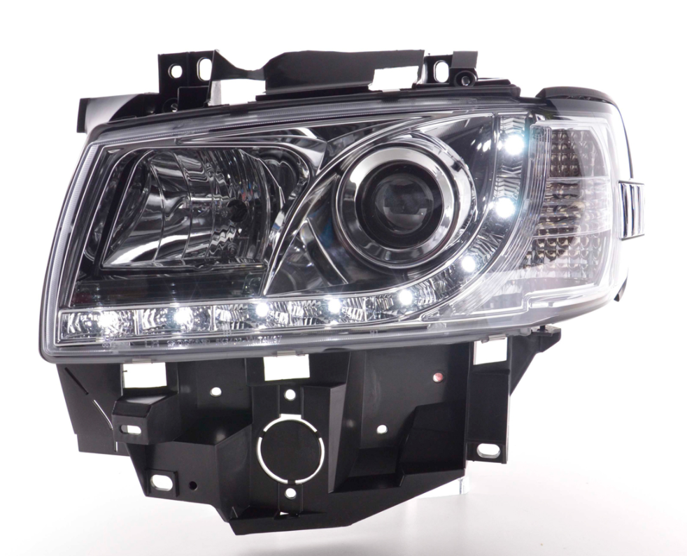 FK Pair LED DRL Projector Angel Eyes headlights VW Bus Van T4 96-03 chrome