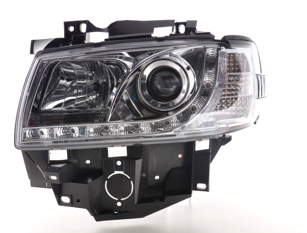 FK Paar LED DRL Projektor Angel Eyes Scheinwerfer VW Bus Van T4 96-03 Chrom