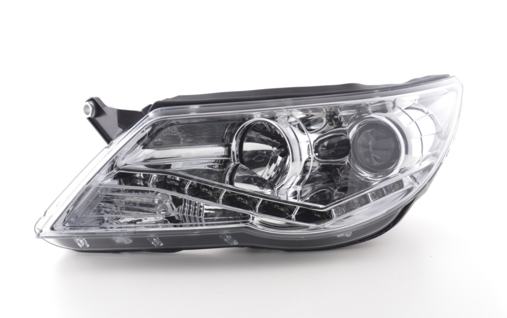 FK LED DRL Projector Angel Eyes headlights VW Tiguan 07-11 chrome RHD inc servo