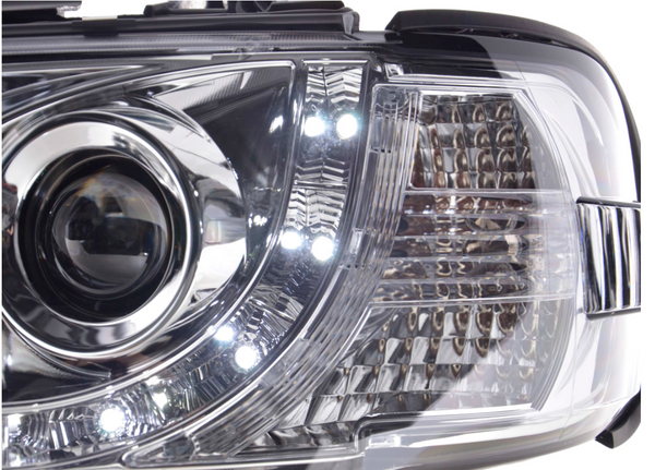 FK Pair LED DRL Projector Angel Eyes headlights VW Bus Van T4 96-03 chrome