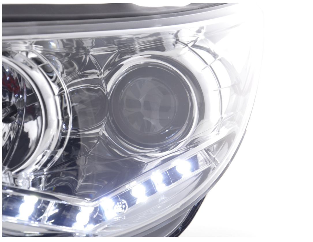 FK LED DRL Projektor Angel Eyes Scheinwerfer VW Tiguan 07-11 Chrom RHD inkl. Servo