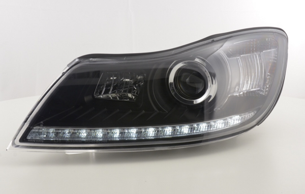 FK Paar LED DRL Projektor Angel Eyes Scheinwerfer Skoda Octavia 2009+ 1Z MK2 schwarz