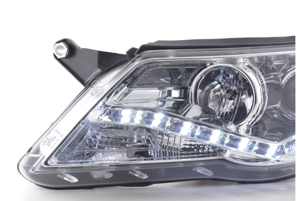 FK LED DRL Projektor Angel Eyes Scheinwerfer VW Tiguan 07-11 Chrom RHD inkl. Servo