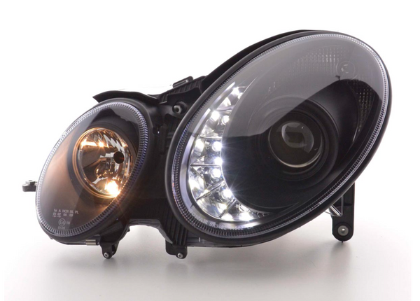 FK LED DRL Halo SCHEINWERFER Mercedes E-Klasse 211 W211 02-06 schwarz AMG LHD XENON